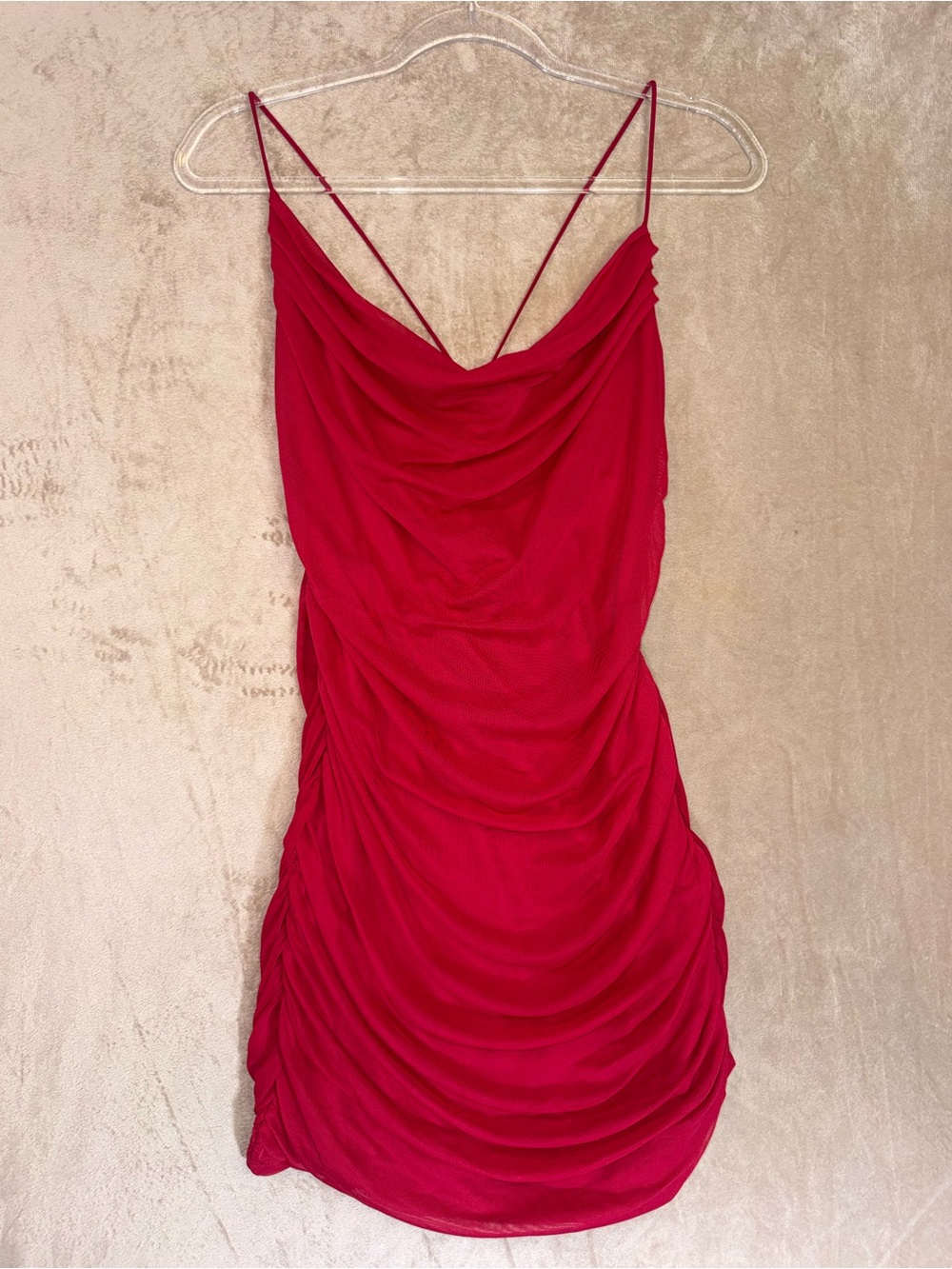 Wet Seal Red Cowl Neck Ruched Mini Dress
